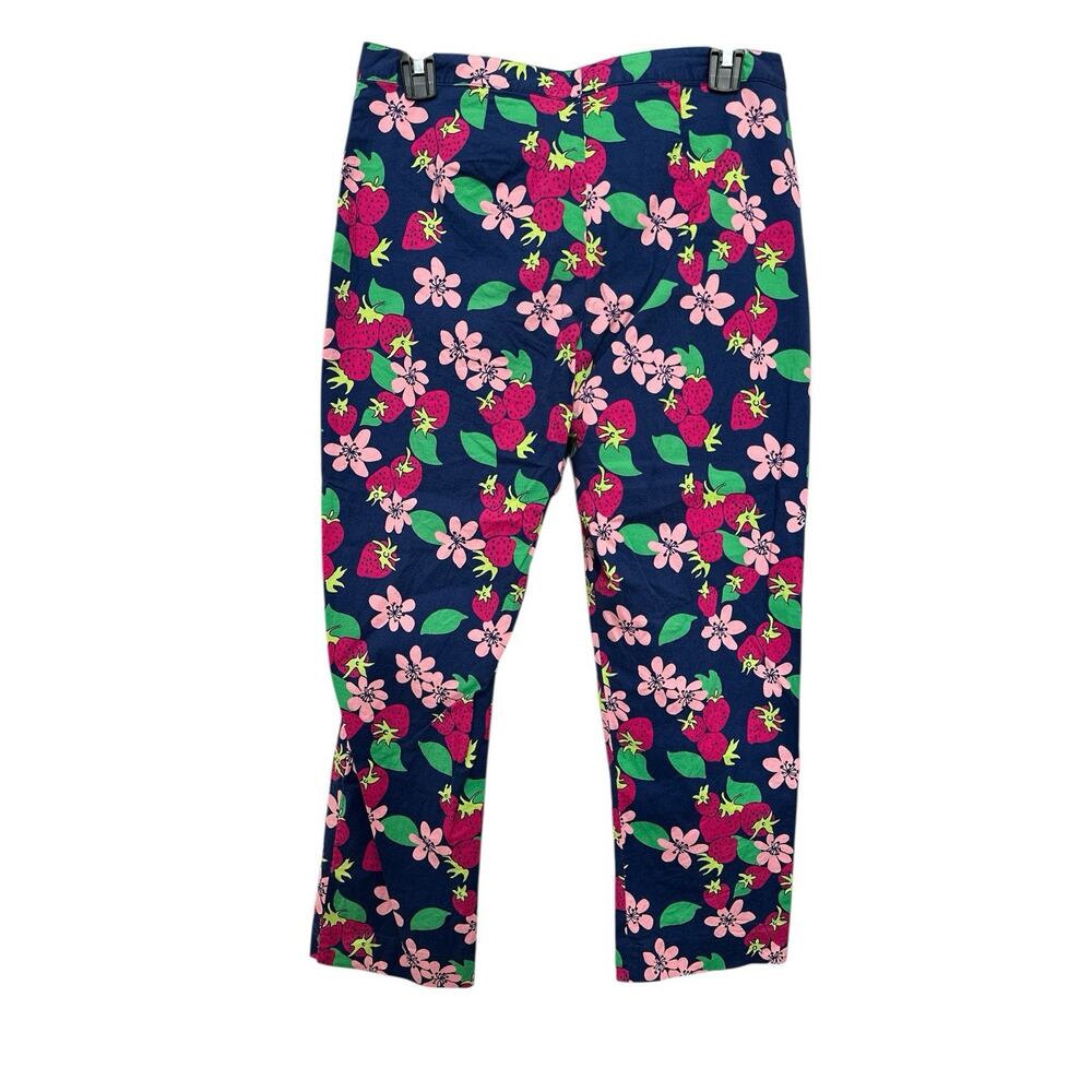 Lilly Pulitzer Vintage Navy Floral Strawberry Capri Crop Pants Size 6 - Picture 5 of 6